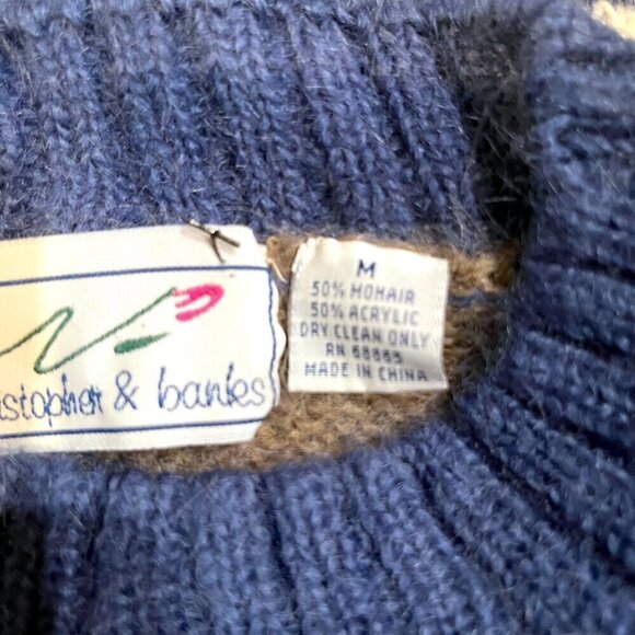 CHRISTOPHER & BANKS Mohair Blend Men's Pull-Over Sweater - Wide Rugby Stripes -M - Picture 11 of 11